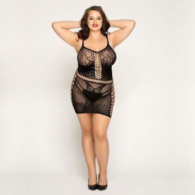 Сітчаста сукня з метеликами JSY &laquo;Сексапільна Емілі&raquo; Plus Size, Black, імітація шнурівки, мереживо