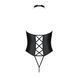 Боді з екошкіри Passion NANCY BODY 6XL/7XL black, з імітацією шнурівки та відкритим доступом