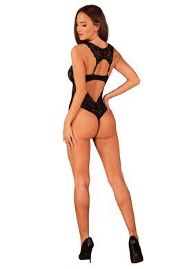 Мереживне боді Obsessive Donna Dream crotchless teddy XL/2XL Black, відкритий доступ