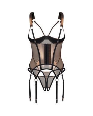 Корсет Obsessive Soranna cupless corset & crotchless thong 2XL/3XL