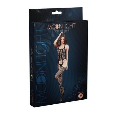 Бодістокінг з доступом Moonlight Model 08 XS-L Black, імітація корсета та панчіх на підв&rsquo;язках
