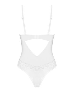 Боді Obsessive Alissium Teddy White, M/L, ліф з м&rsquo;якою чашкою, високі вирізи для ніг