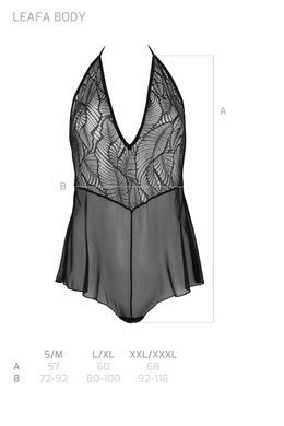 Боді Passion LEAFA BODY black, L/XL, на зав'язках, м'яка чашка, низ у вигляді шортиків