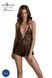 Боді Passion LEAFA BODY black, L/XL, на зав'язках, м'яка чашка, низ у вигляді шортиків