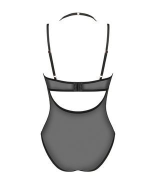 Прозоре боді Obsessive Selinne teddy XS/S Black, дрібна сітка, подвійні бретелі