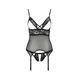Корсет з відкритими грудьми Passion DIABOLINA CORSET XXL/XXXL, black, пажі, трусики, напівпрозорий