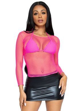Сітчастий топ Leg Avenue Long Sleeves T-Shirts Neon Pink, One Size