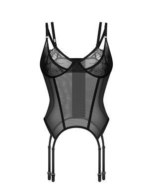 Корсет Obsessive Arrowel Black corset S/M, з підв&rsquo;язками для панчіх